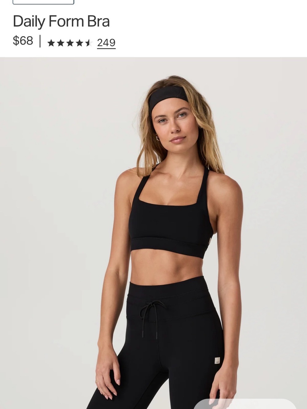 Vuori Black Daily Form Sports Bra